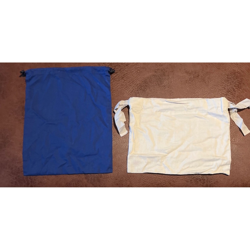 Set of 2 Blue and Cream‎ Drawstring  Dust Bags Pouches Storage